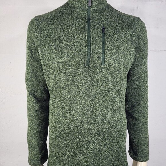 Woolrich dark green knit 1/4 zip pullover fleece sweatshirt jacket mens Large - Picture 1 of 8